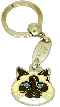 Ragdolska mačka seal point mitted <br> (obesek za ključe, Gravura vključena v ceno)
